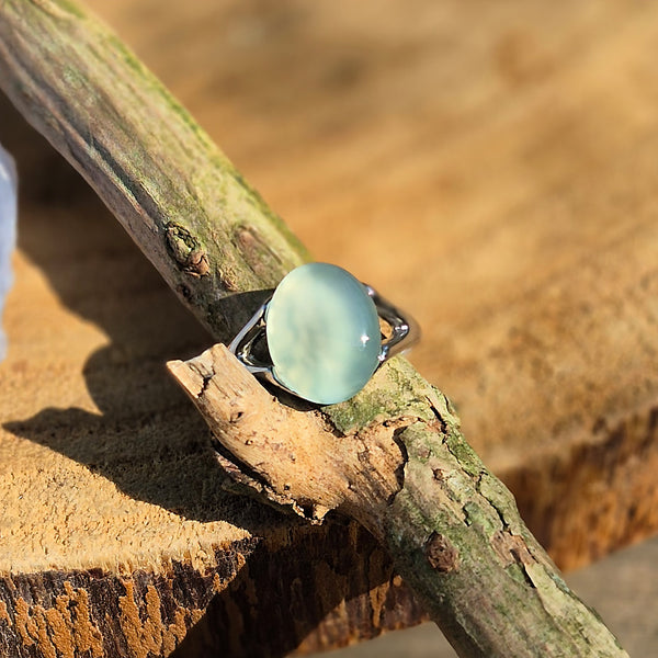 Bague en Argent 925 Pierre Agate Aqua Teinté Naturelle