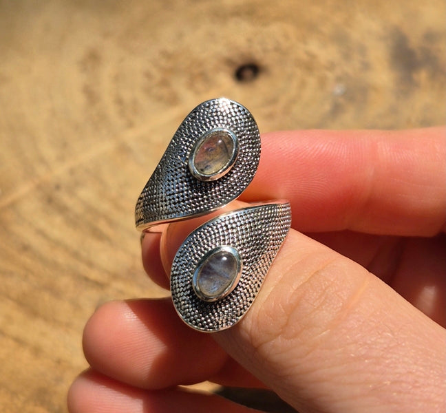 Bague Argent 925 Réglable Labradorite AA