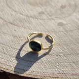 Bague en Argent 925 Doré Réglable Malachite