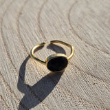 Bague en Argent 925 Doré Réglable Pierre Onyx