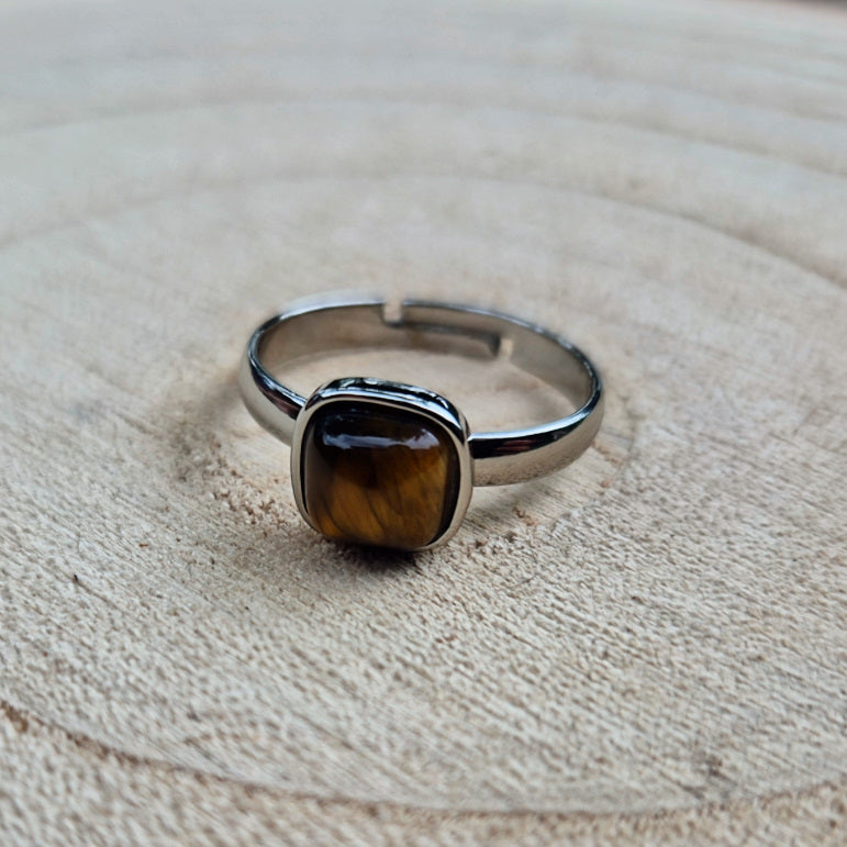 Bague en Oeil de Tigre Réglable