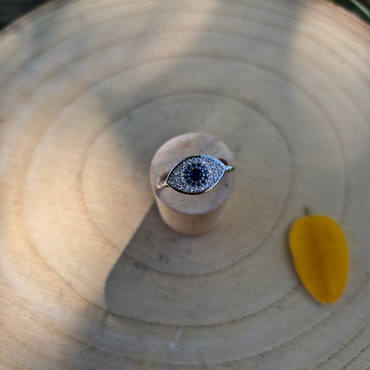 Bague argent 925 ajustable avec symbole spirituel Œil de Nazar