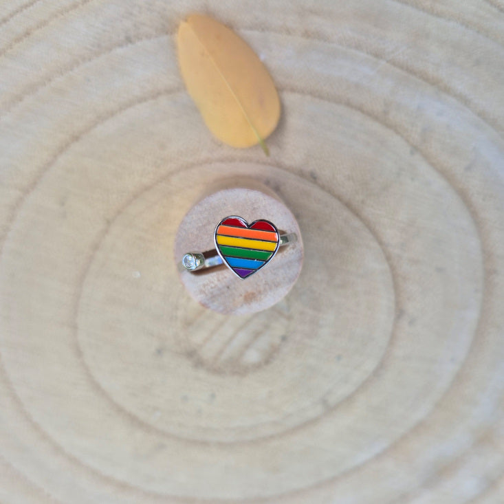Bague réglable en argent 925 avec couleurs LGBT arc-en-ciel, bijou élégant et symbolique.