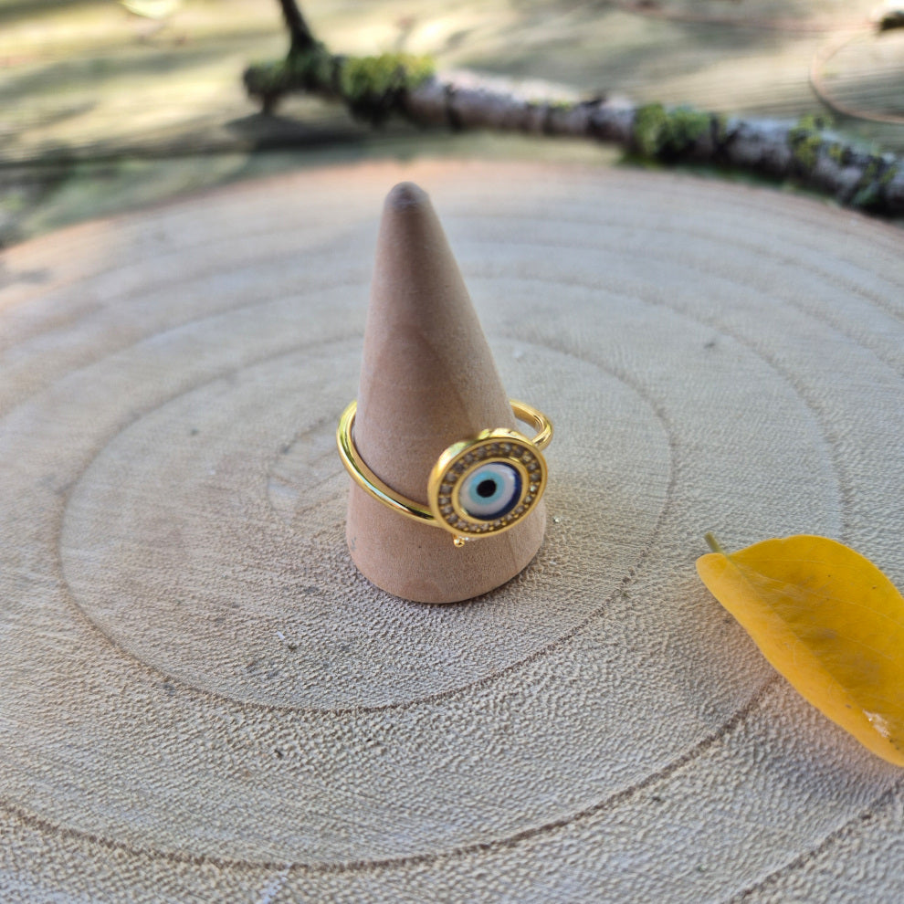 Bague Réglable Argent 925 Doré Oeil de Nazar toupie