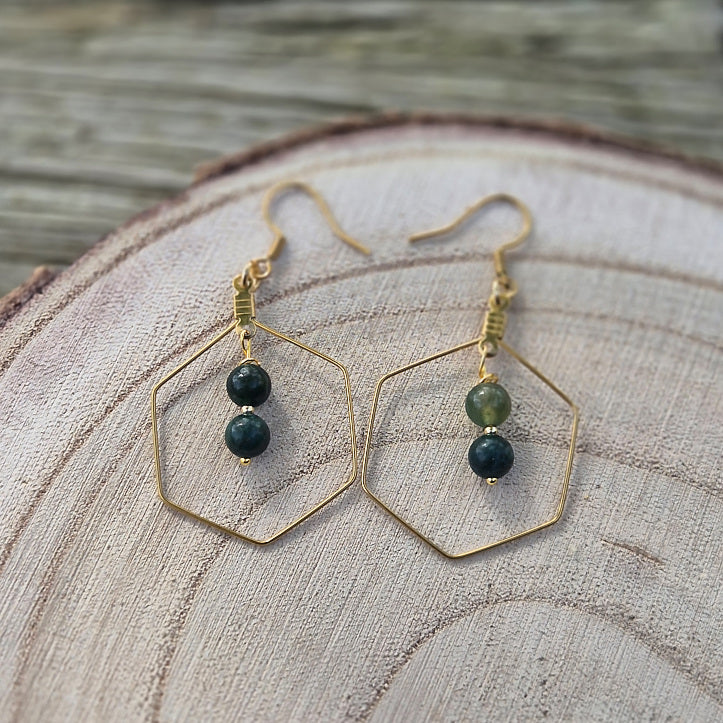 Harmonie - Boucle d'Oreille en Agate Mousse