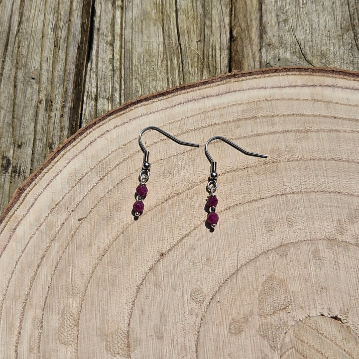 Alchimie - Boucle d'Oreille Perle Rubis facettes