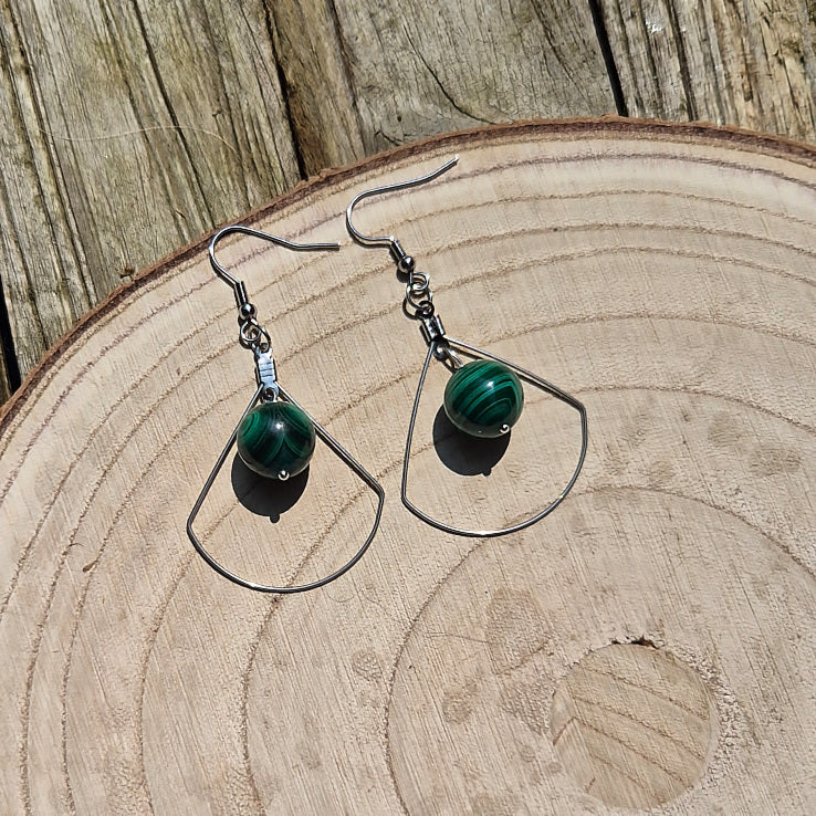 Boucle d'Oreille Création en Malachite