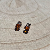 Boucle d'oreille en Argent 925 et Ambre Cognac naturel