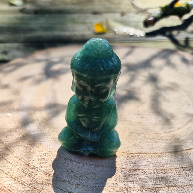 Figurine en aventurine verte naturelle de 5 cm, pierre de chance, d’harmonie et de prospérité.