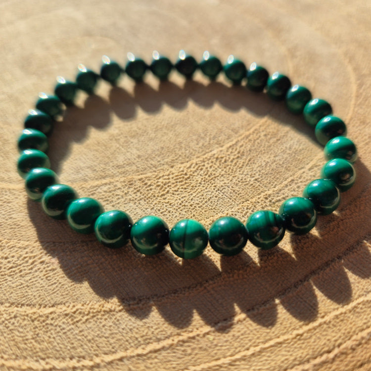 bracelet en malachite perles de 6mm pierres de transformation et de courage