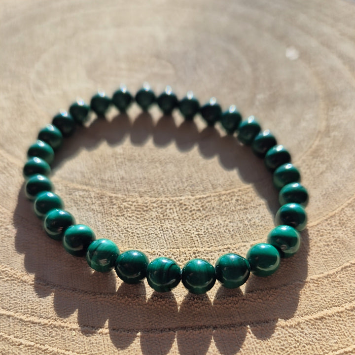 bracelet en malachite perles de 6mm pierres de transformation et de courage