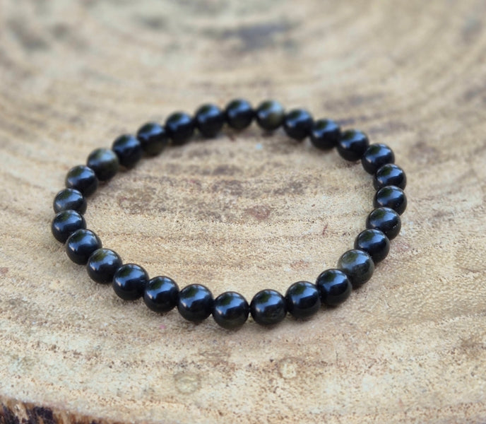 Bracelet en obsidienne dorée perles de 6mm