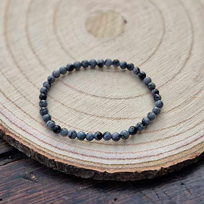 Bracelet en Obsidienne Flocon de Neige 4mm
