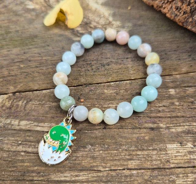 Bracelet enfant en Amazonite - Dinosaure 6mm
