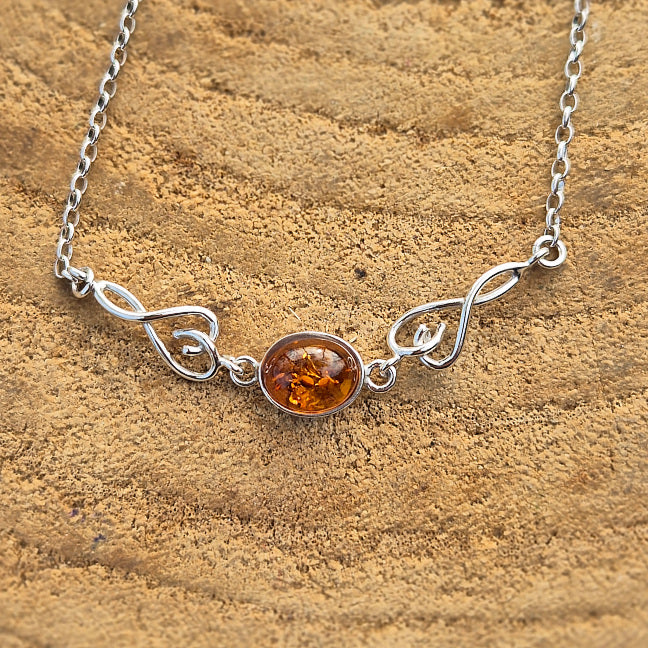 Bracelet Argent Rhodié 925 Ambre Cognac
