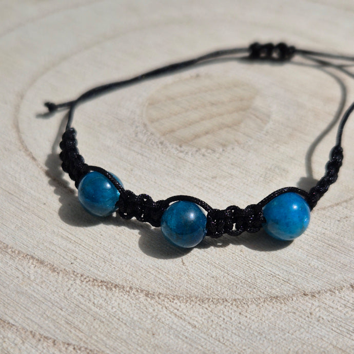Bracelet Apatite 3 Perles Macramé