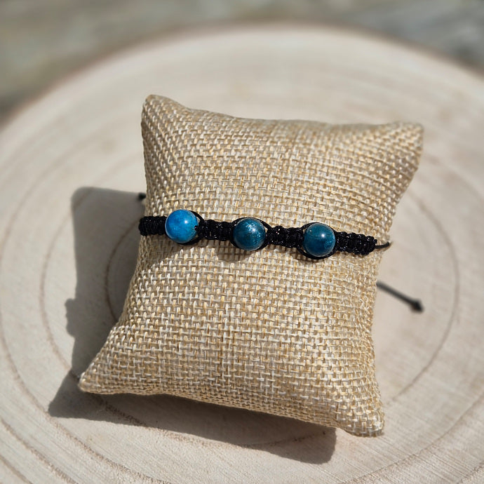 Bracelet Apatite 3 Perles Macramé