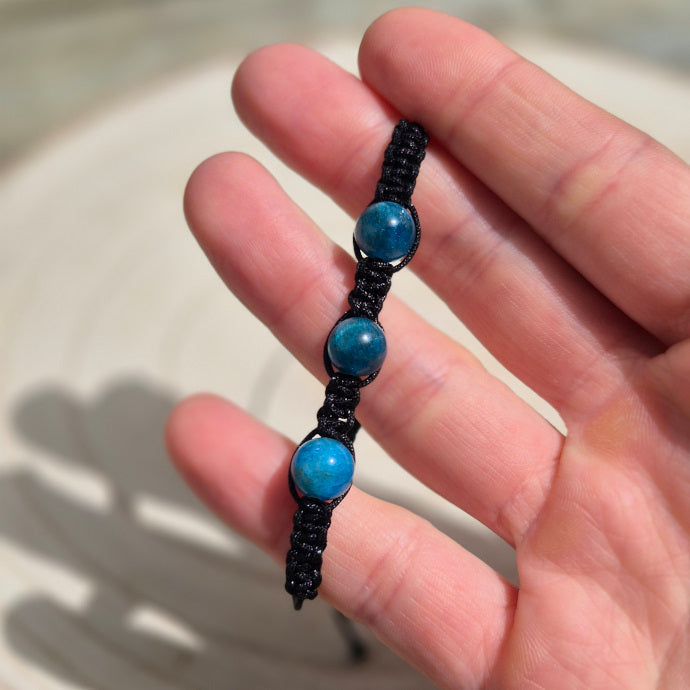 Bracelet Apatite 3 Perles Macramé