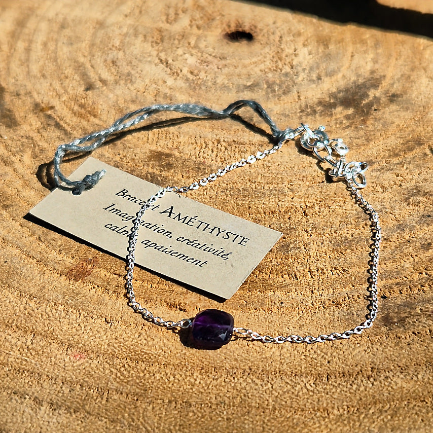 Bracelet Argent 925 Améthyste Facette