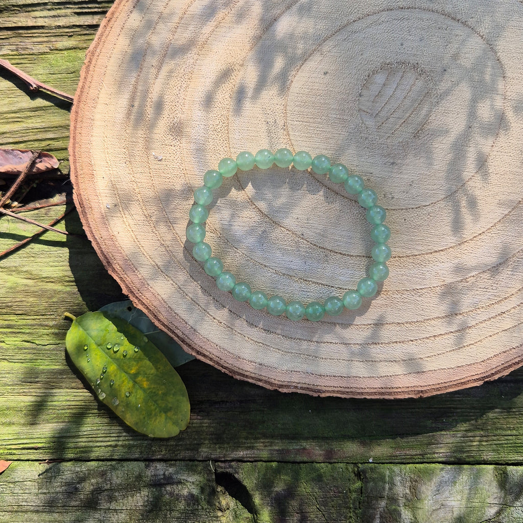 Bracelet en perles de 6 mm en aventurine verte naturelle du Brésil, pierre de chance, d’harmonie et d’équilibre émotionnel