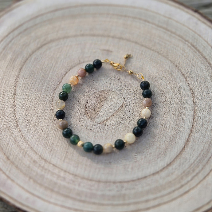 Harmonie - Bracelet Agate Mousse et Pierre de Lune
