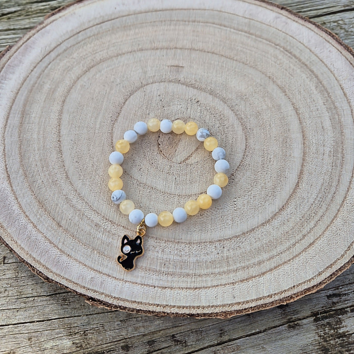 Bracelet Enfant - Rayonner en Douceur - Calcite Orange et Howlite