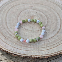 Bracelet Enfant - Douceur Rassuante - Quartz Rose, Howlite et Jade Vert