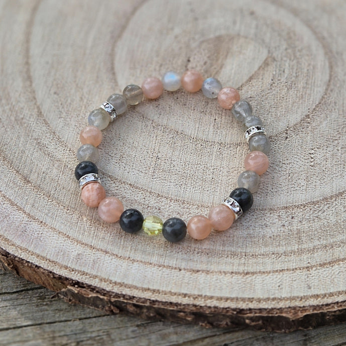 Bracelet Enfant - Joueux et Portecteur - Pierre de Soleil et Labradorite