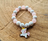 Bracelet enfant Licorne Howlite et Quartz rose