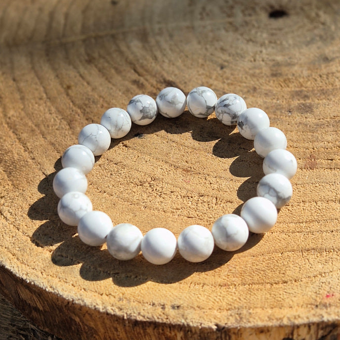Bracelet en Howlite Blanche du Zimbabwe - 10mm