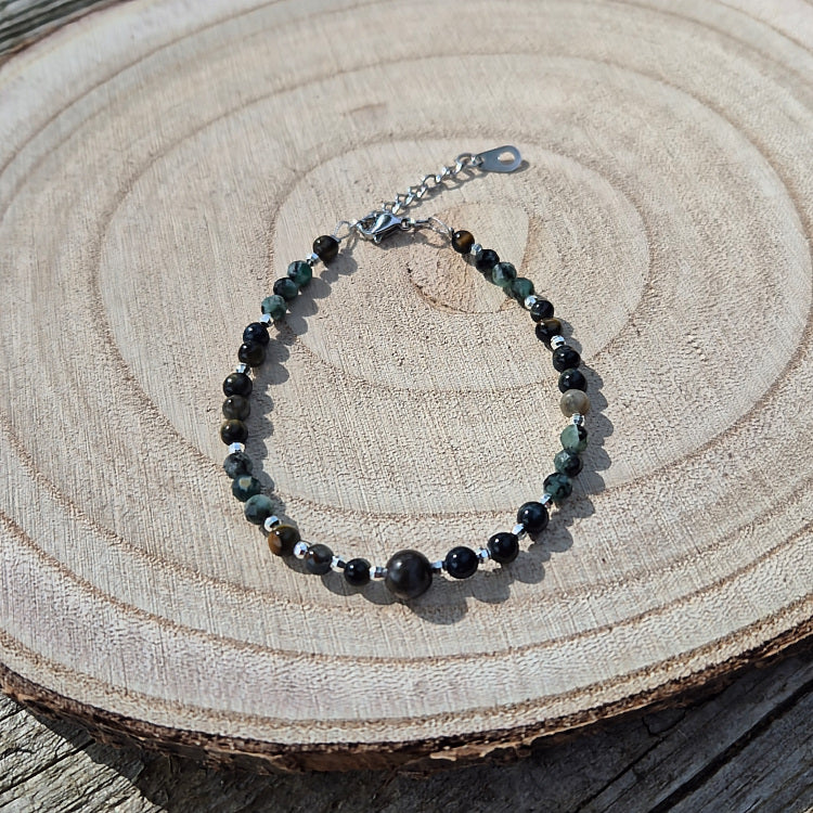 Eveil - Bracelet Emeraude, Oeil de Faucon, Opale Dentritique