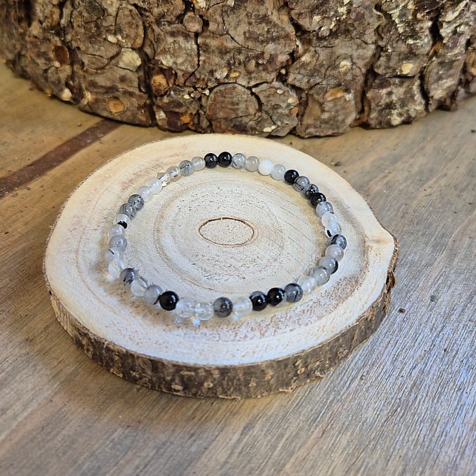 Bracelet en Quartz Tourmaline 4mm