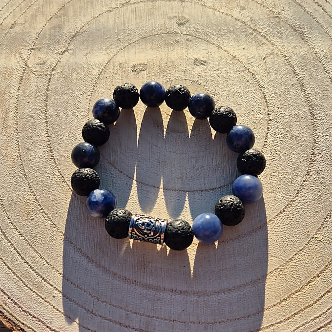 Bracelet Sodalite et Pierre de lave