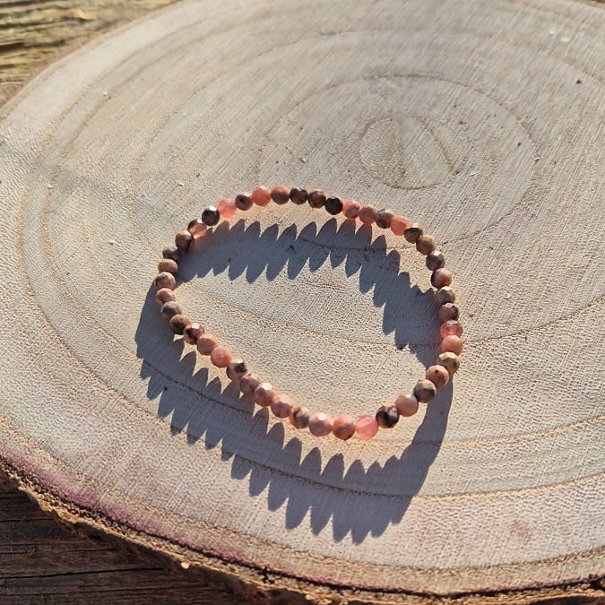 Bracelet Facette en Rhodochrosite d'Argentine 4mm