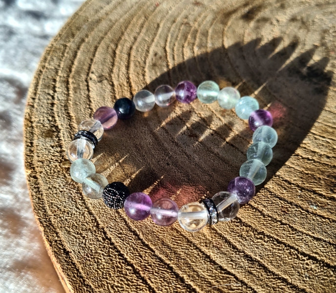 bracelet en fluorite et cristal de roche