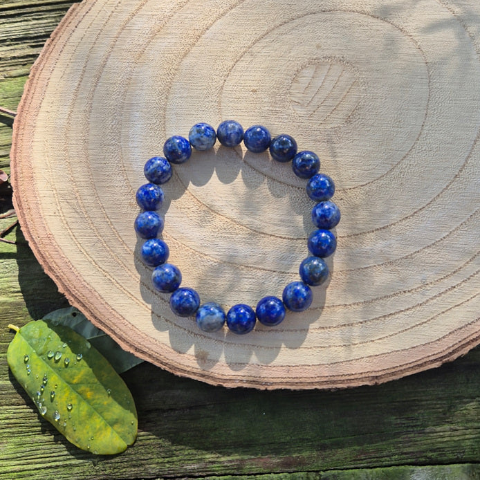 Bracelet en perles de 10 mm en lapis lazuli naturel d’Afghanistan, pierre de sagesse, d’intuition et de sérénité