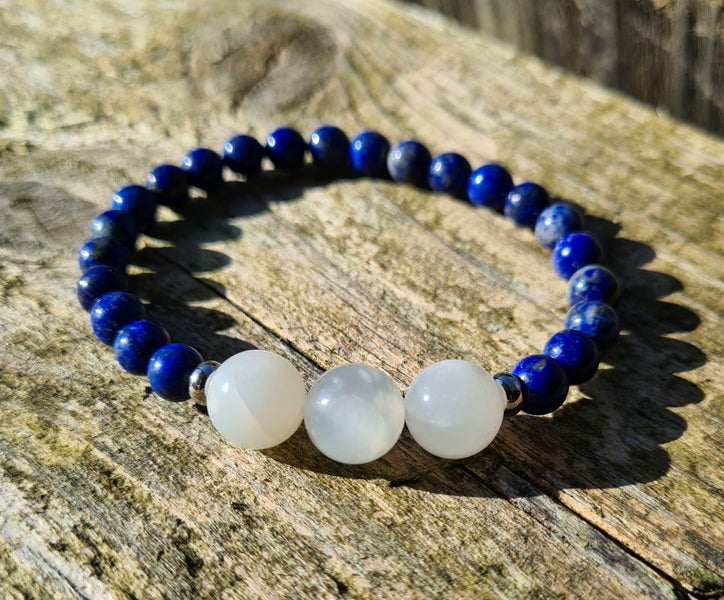 bracelet pierre de lune et lapis lazuli