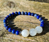 bracelet pierre de lune et lapis lazuli