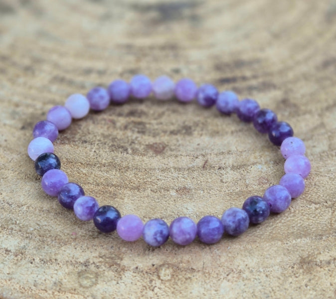 bracelet lepidolite pierre naturelle perles de 6mm