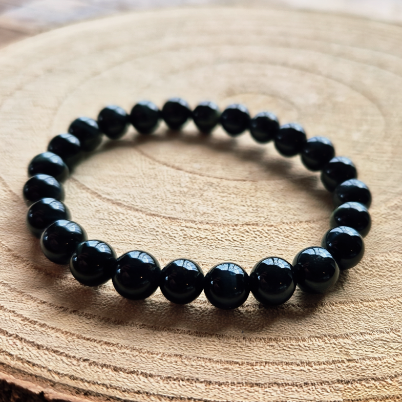 Bracelet en œil de faucon naturel perles 8 mm, bracelet utilisé en lithothérapie pour la clarté et le discernement.