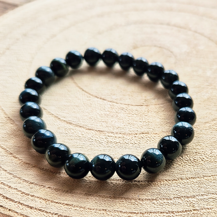 Bracelet en œil de faucon naturel perles 8 mm, bracelet utilisé en lithothérapie pour la clarté et le discernement.