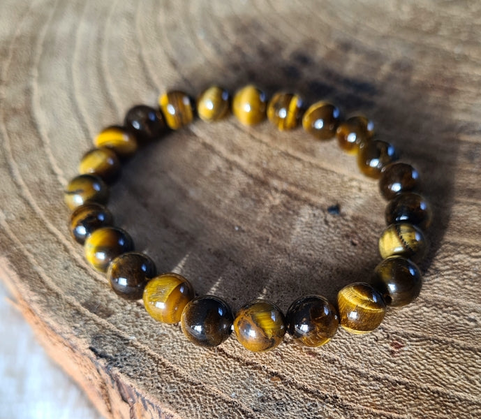 Bracelet Œil de Tigre 8mm - Pierre de protection et de confiance