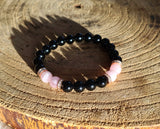 bracelet en onyx et kunzite