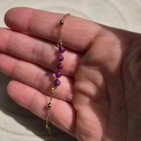 Bracelet en Rubis, chaine en acier inoxydable