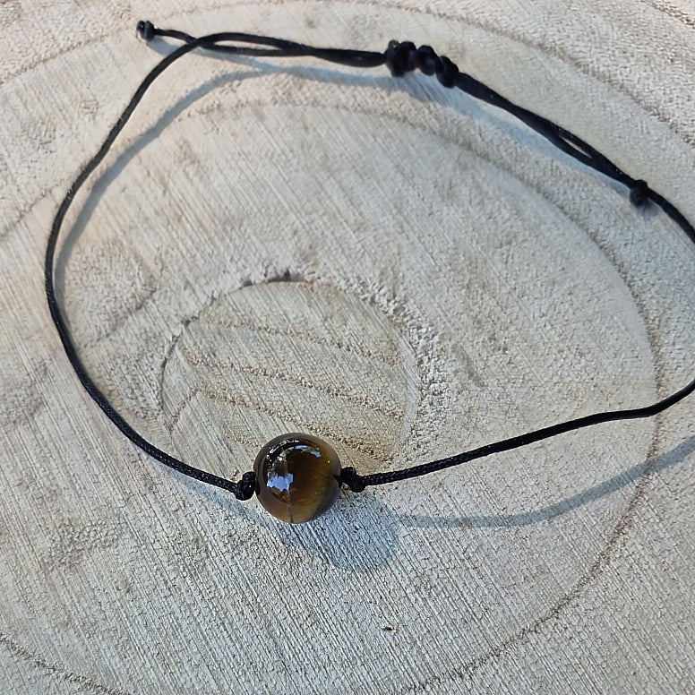 Bracelet Fermeture Macramé - Oeil de Tigre