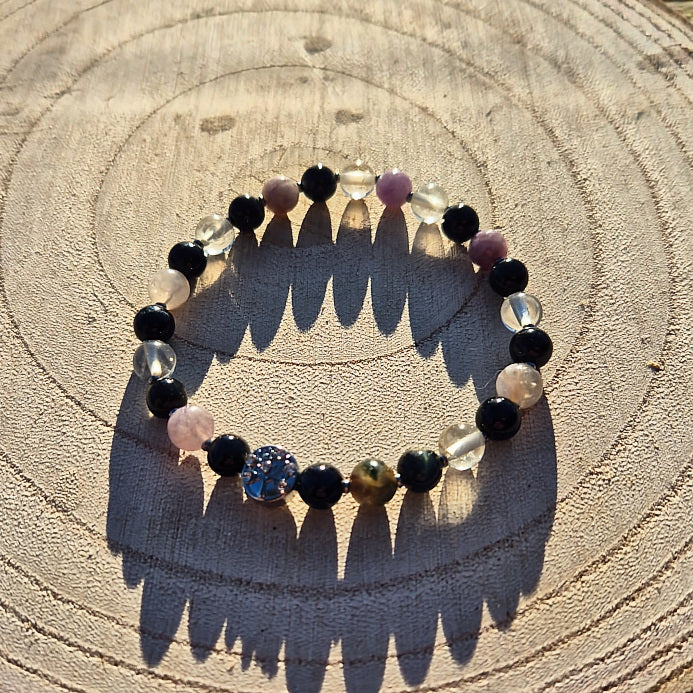 Bracelet Vision Interieur en Topaze, Tourmaline Multicolore et Oeil de Tigre