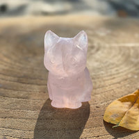 Figurine chat en quartz rose A+