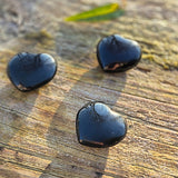 Galet Coeur en Obsidienne Noire du Mexique AA 3 à 3.5cm