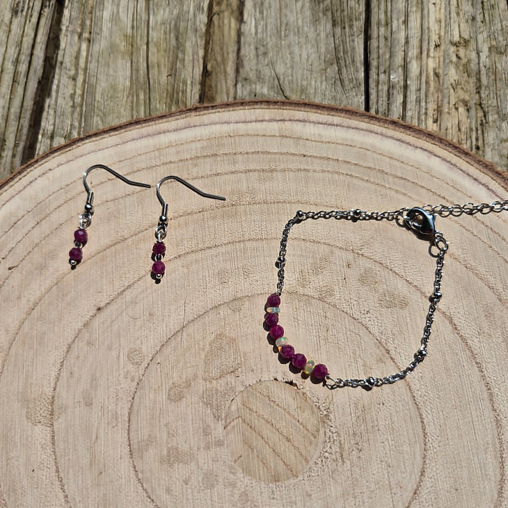 Alchimie - Boucle d'Oreille Perle Rubis facettes