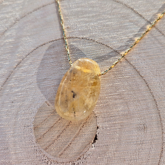 Collier en Citrine Naturelle Pierre Percée